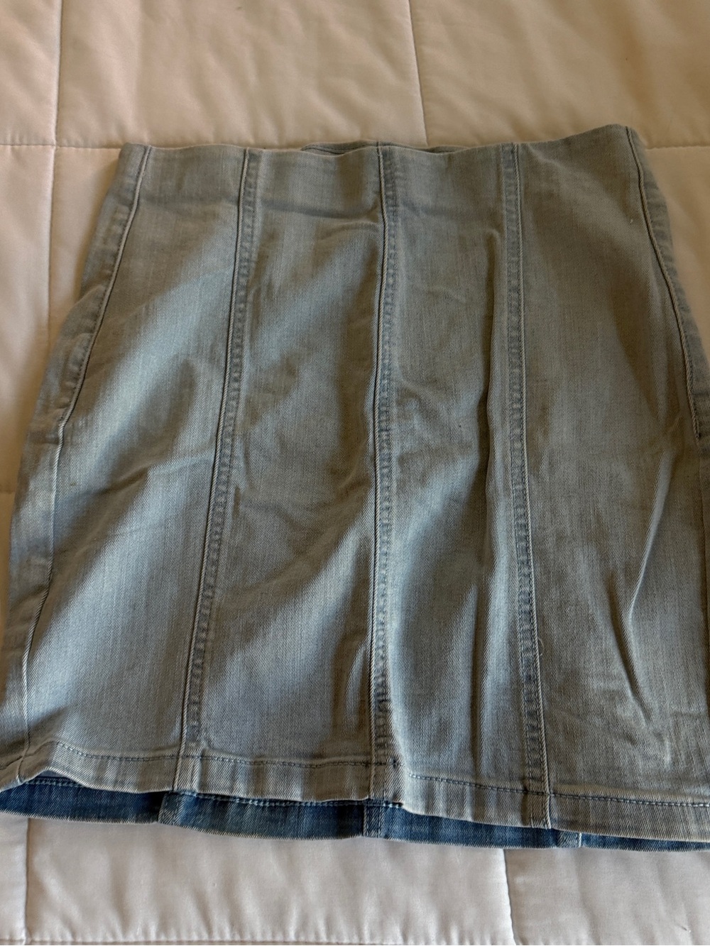 Garage Light Blue Paneled Denim Mini Skirt